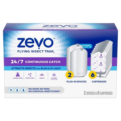 ZEVO Flying Insect Trap 2 Device + 6 Cartridge