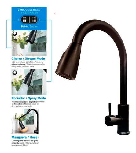 [GV-SH8800B] Grifo Monomando con Cuello Extensible GRIVEN Black Series