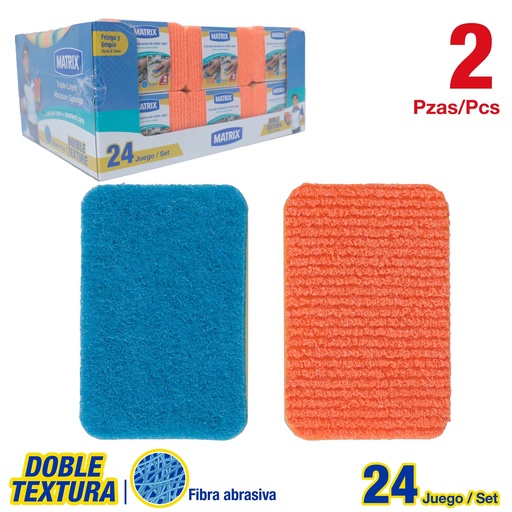 [MT-M15-184P] Esponja Multiuso 2pza MATRIX (24set)