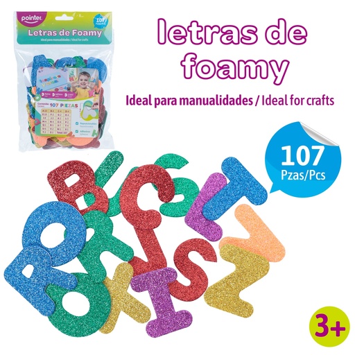 [ANC-2207-G] Letras Foamy Escarchadas 107pza POINTER