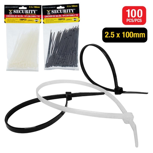 Sunchos Plasticos 4" X 2.5mm 100pza SECURITY