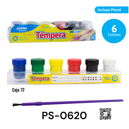 [PS-0620] Tempera 6colores POINTER