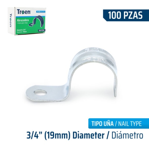 [TR-EMT034-B] Grapas 3/4" (1 oreja) 100pza TROEN