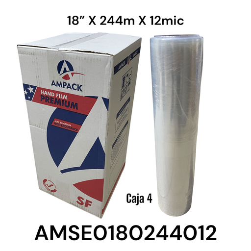 [AMSE0180244012] Plastico de Embalar 18" X 244m 12mic AMPACK