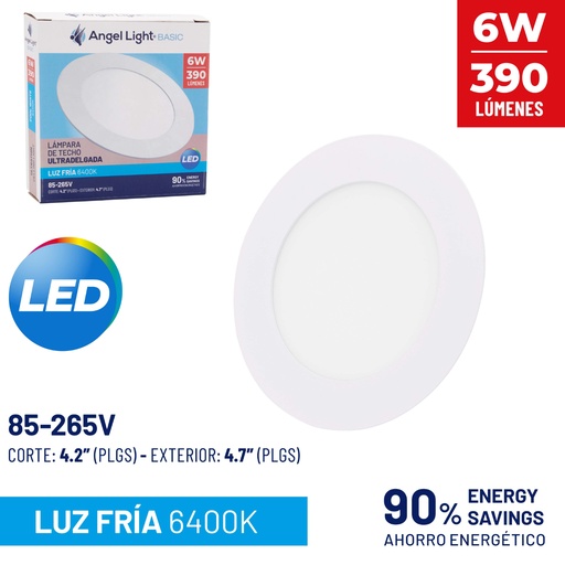 [ALB-PB001-24W] Lampara Led de Techo Ultradelgada Redonda 24W 6400K ANGEL LIGHT Basic
