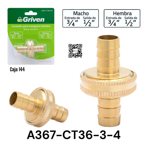 [A367-CT36-3-4] Conexion para Manguera Hembra 3/4 - 1/2" GRIVEN