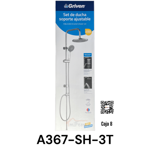 [A367-SH-3T] Set de Ducha Soporte Ajustable GRIVEN