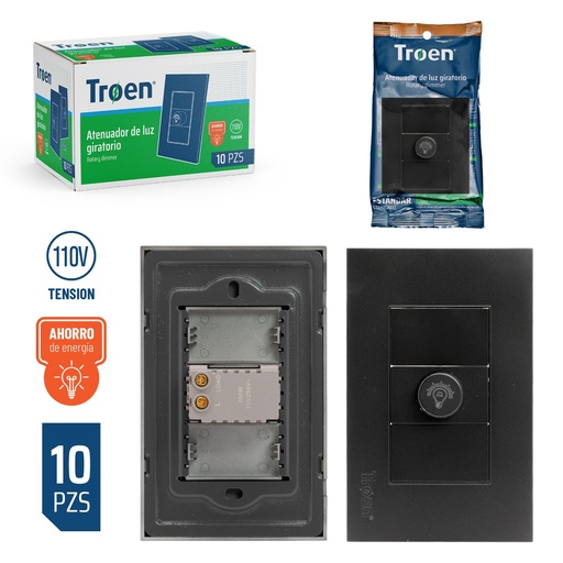 [A136-ETB-DM] Atenuador de Luz Giratorio Negro TROEN