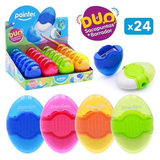 [ER-1811] 24-Pack DUO Sacapuntas + Borrador POINTER