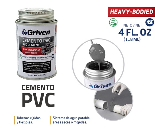 [GV-PCGG-4OZ] Pegamento PVC 4oz GRIVEN